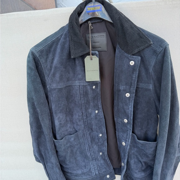 All Saints Men's Dark Gray Suede Jacket - Picture 2 of 5